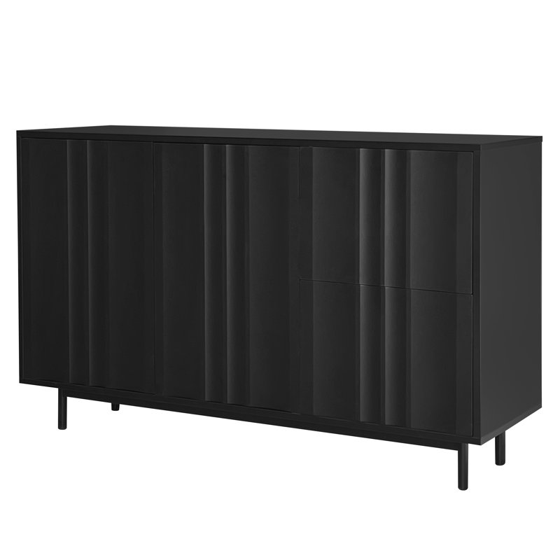  Armoire de rangement Wave avec 2 portes et 2 tiroirs, réglable, Noir