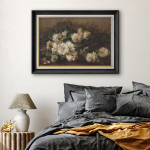 Vintage Garden Flower, White Floral Botanical Framed On Paper Print