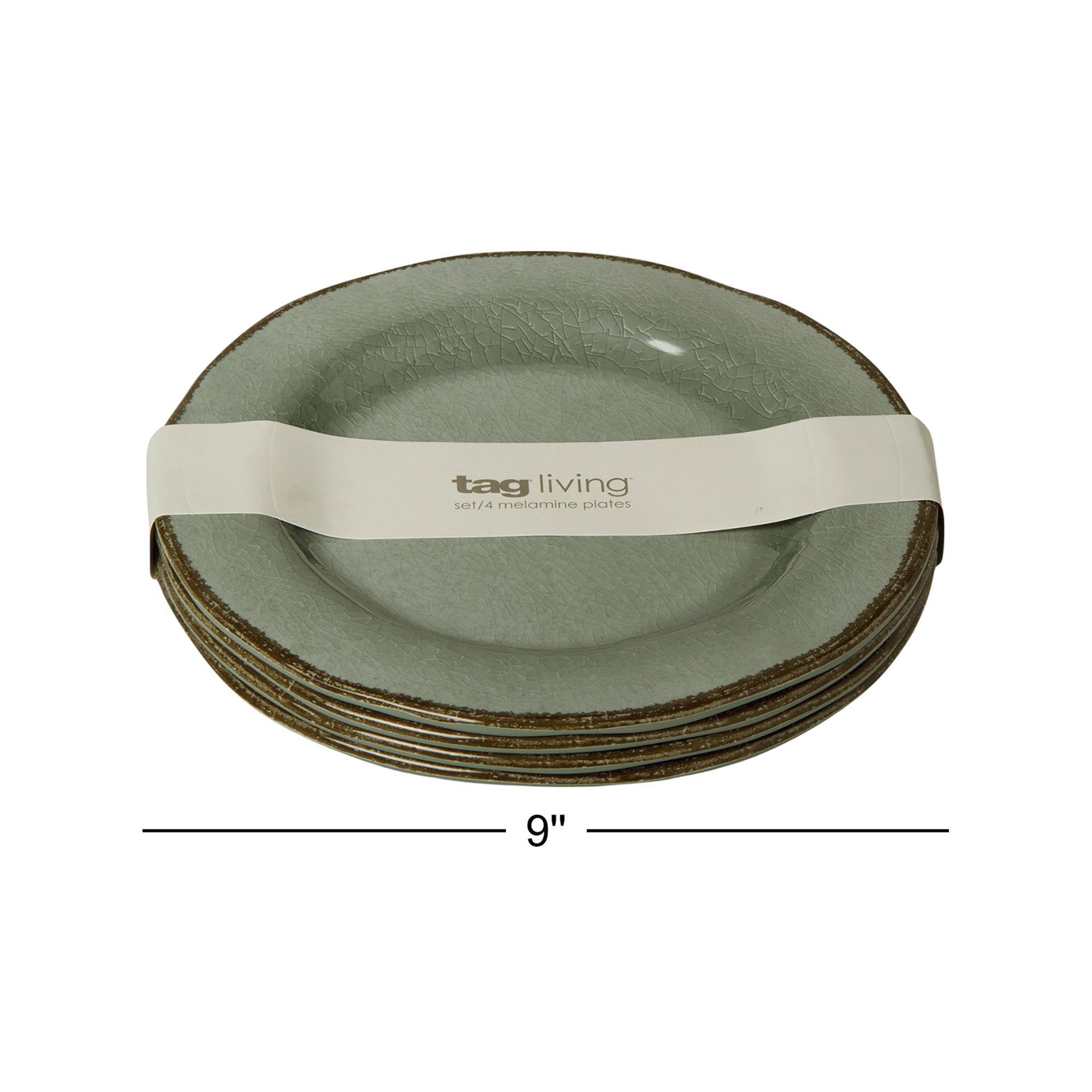 Veranda Melamine Salad Plate Set Of 4, Light Gray, 0.5" H x 9" L x 9" W