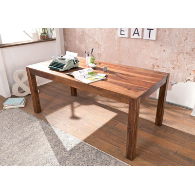 Sydney Sheesham and Rosewood Rectangular Wood Top Dining Table with Wood Base