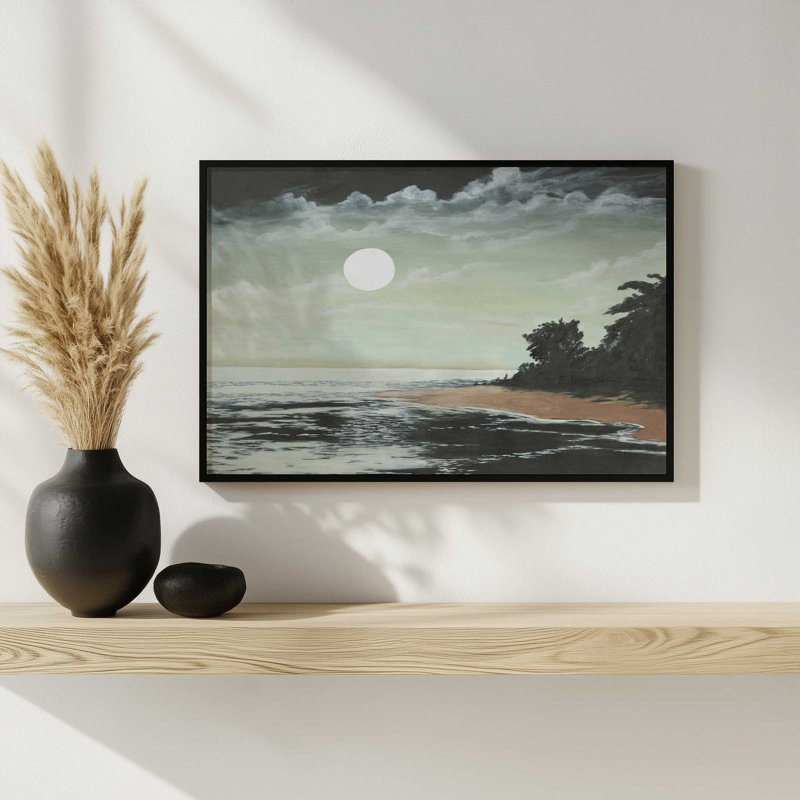 «Descendant Moon I» par Michael Willett, reproduction d'art, H 12 po x l 18 po, Argent argent