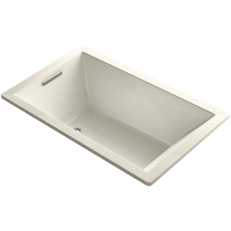 Underscore 60" x 36" Acrylic Drop-In or Undermount Soaking Bathtub with Integral Lumbar Support, Almond