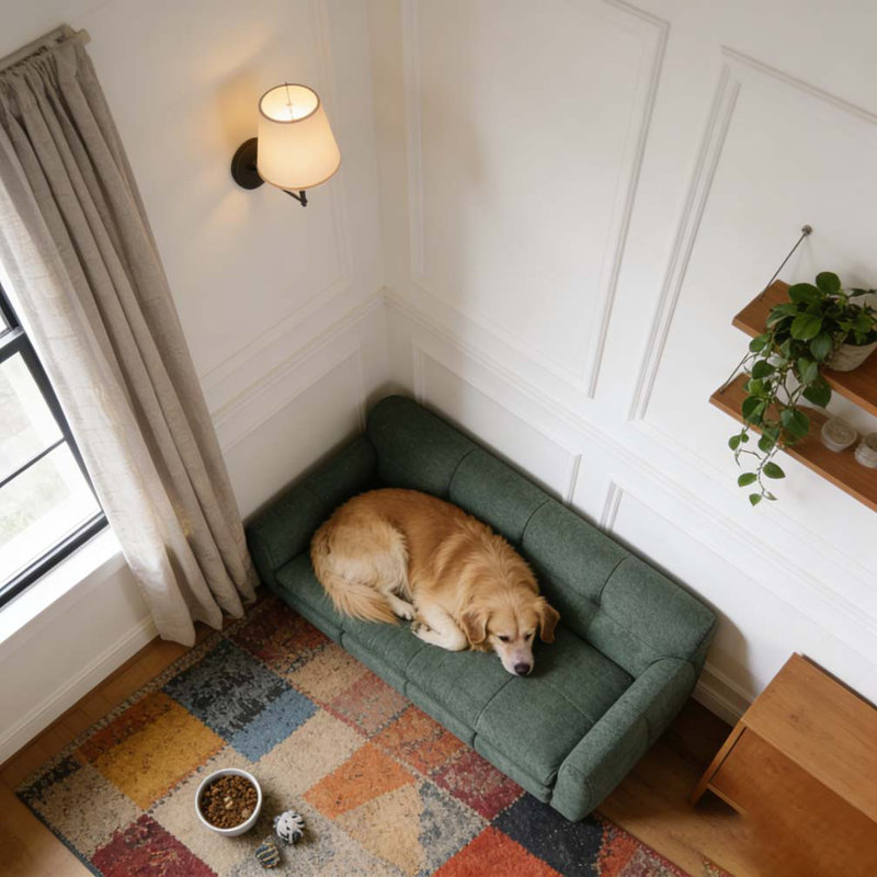 Lit pour animaux doux et confortable pour les chiens de grande taille et surdimensionnés, H 17,5 po x l 51 po x P 28 po, Vert