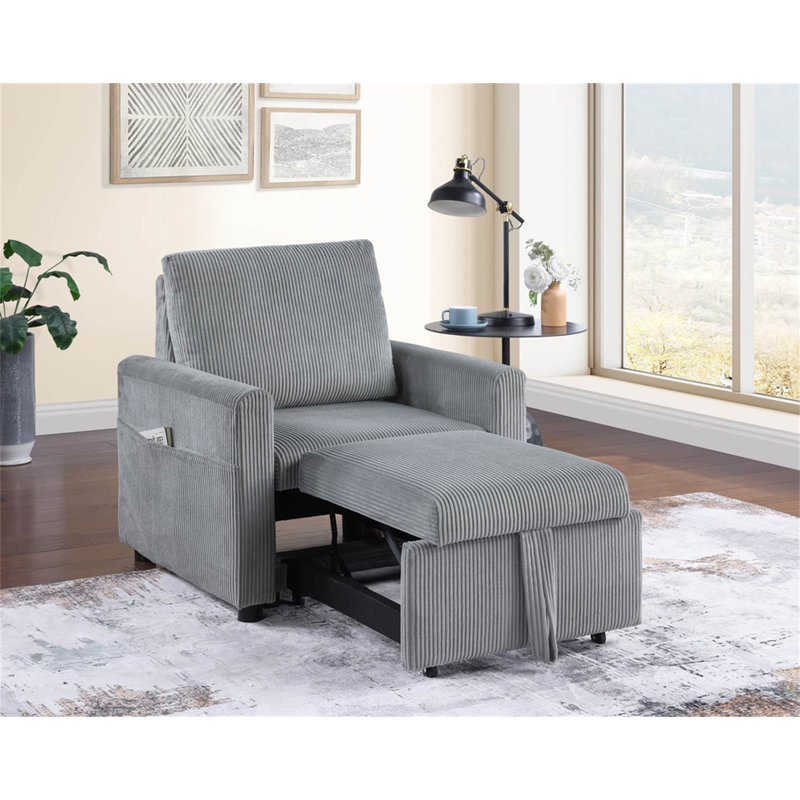 Fauteuil en velours côtelé l 33 po Ottavio