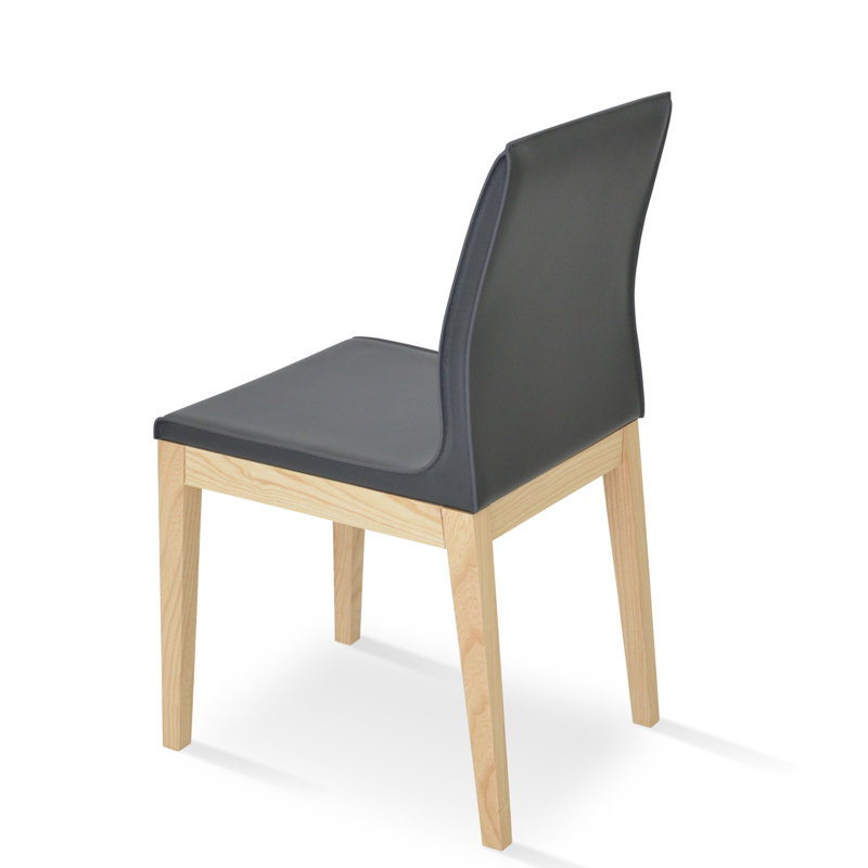 Polo Wood Side Chair, Grey Faux Leather, Natural Ash