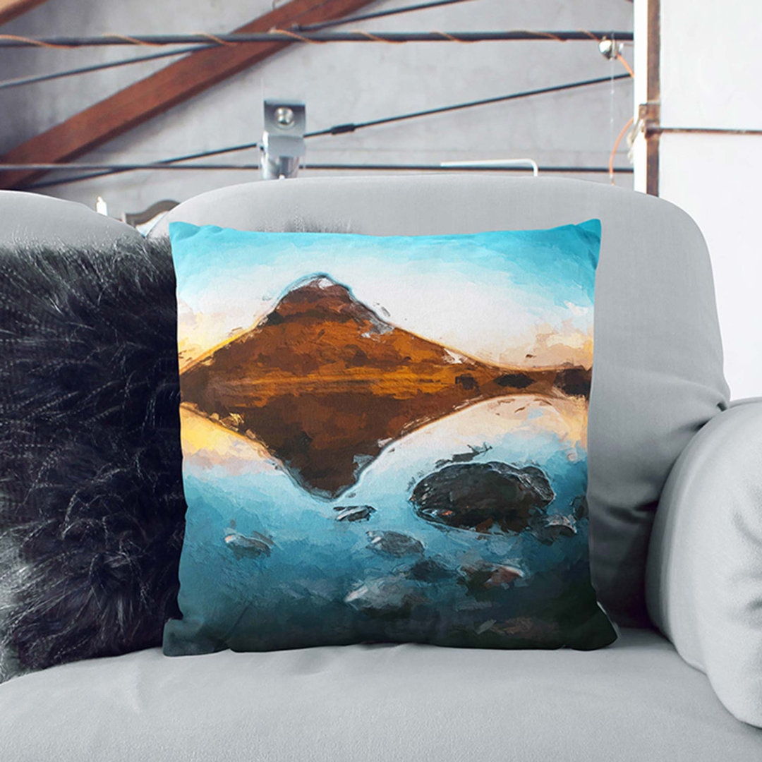 Kirkjufell Mountain in Iceland in Abstract Cushion with Filling