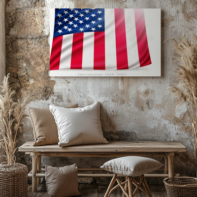 American Flag Patriotic USA Stars And Stripes Decor Canvas Wall Art Print For Living Room, Bedroom, Office, Hallway, Entryway, Gallery Wall And Modern Home Decor