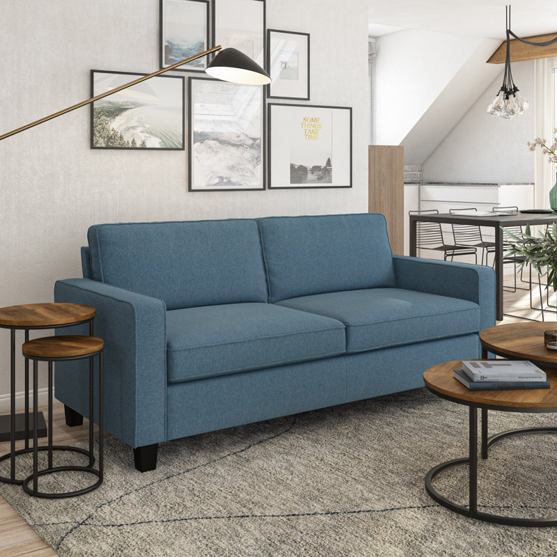 Canapé à accoudoirs carrés 77,5 po, Bleu