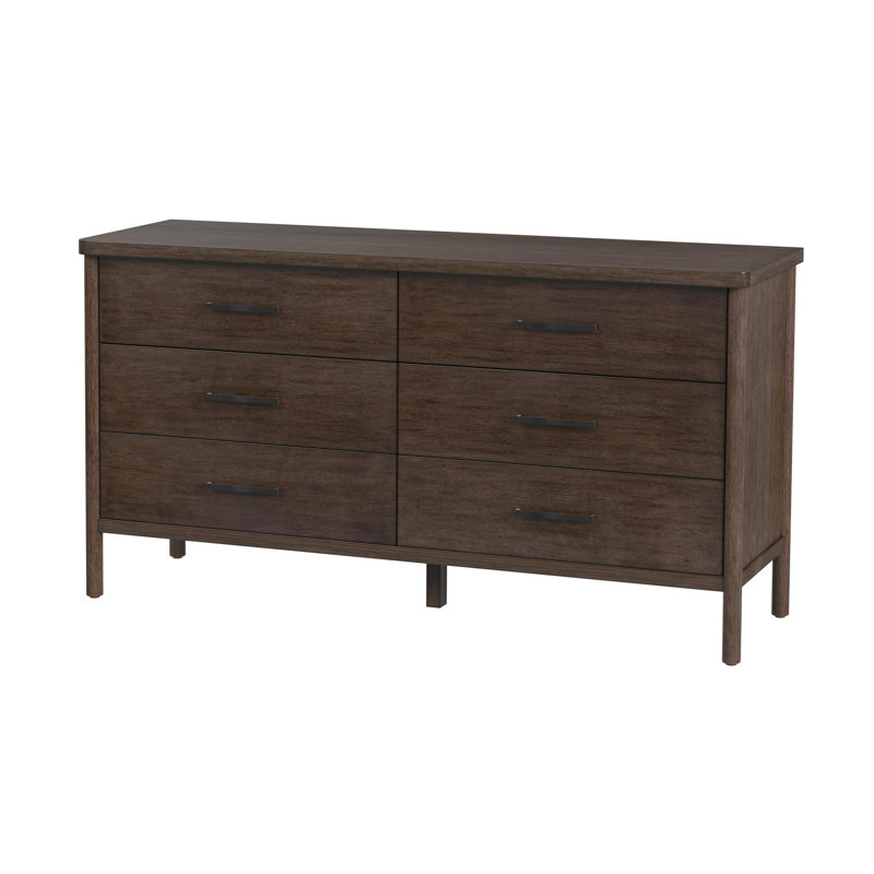 Lennon 6 Drawer Rounded Leg Dresser, Dark Brown