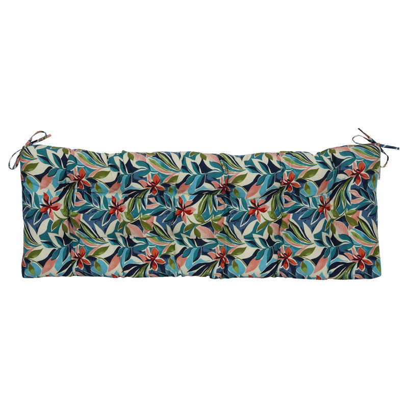 Coussin de banc pour l'extérieur, L 55 po x P 19 po, Ivoire / bleu / floral multi Somap