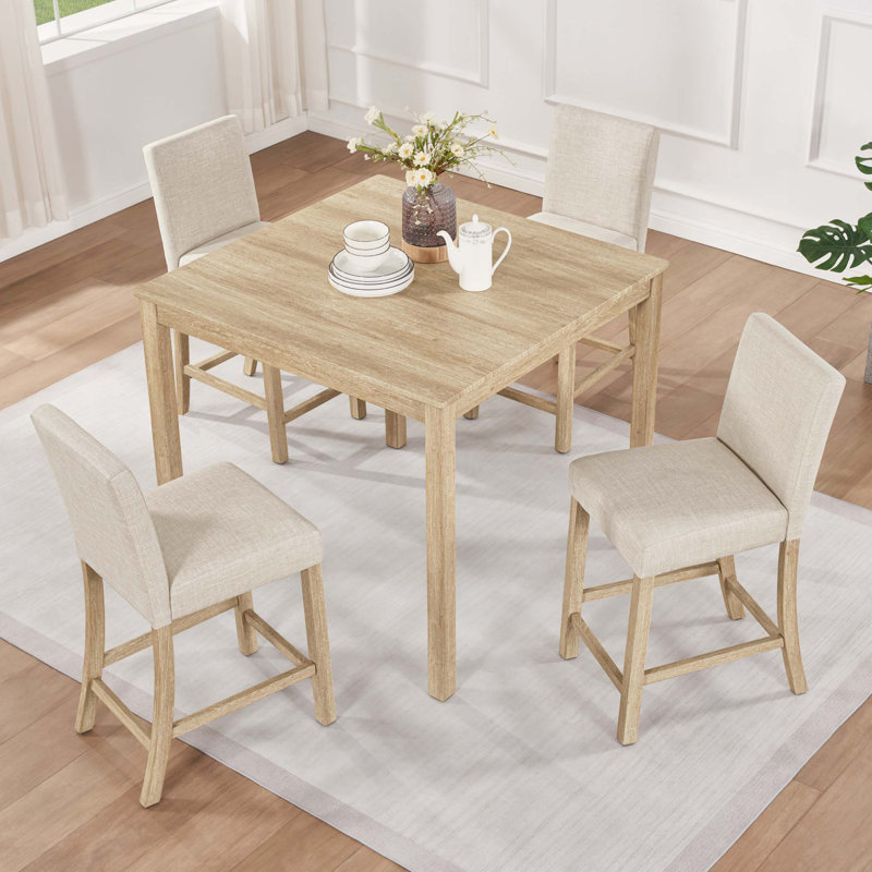 Ensemble de salle à manger moderne à hauteur de comptoir en bois pour cuisine et salle à manger