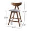 Comptoir de 2 tabourets - Revêtement en tissu gris foncé, base en bois d'hévéa (2), assise rembourrée, robuste