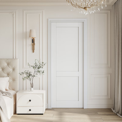 Porte intérieure à 2 panneaux de 28 po x 80 po à 2 panneaux, porte intérieure à finition blanche prête à peindre, sans quincaillerie, pour la chambre à coucher, le placard, le couloir, le salon, le garde-manger et la salle de bain Porte française et pliante