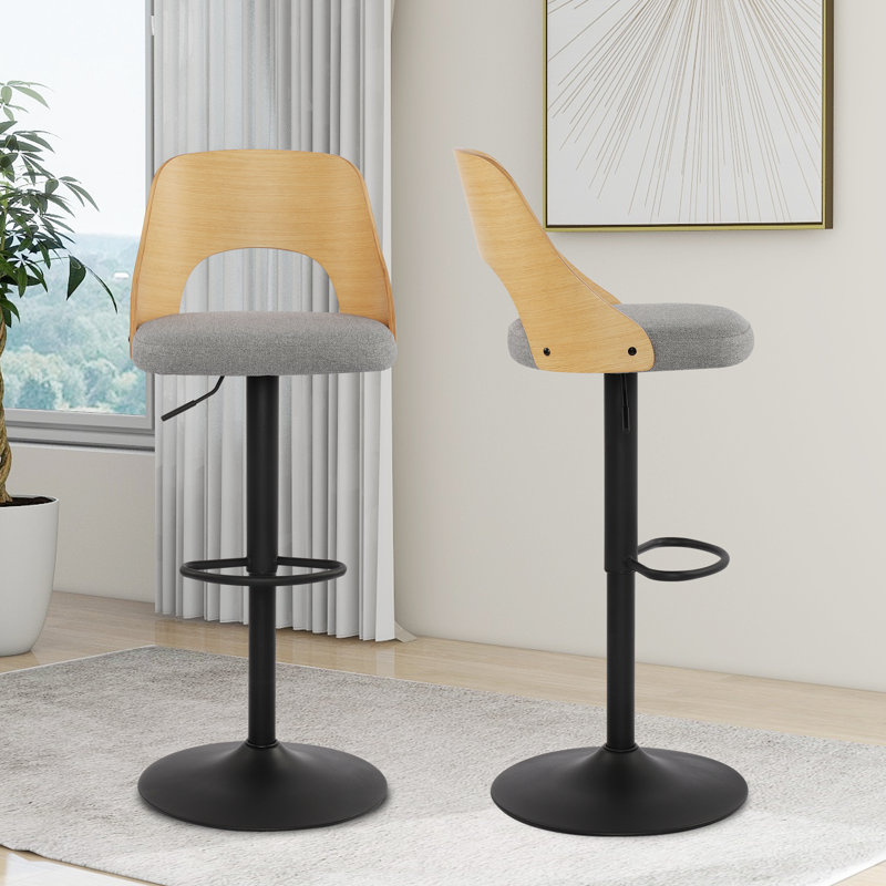 Hittel Swivel Upholstered Adjustable Height Counter Stool with Metal Frame, Beige