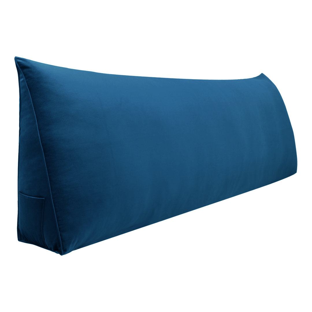 Sit-up Back Comfort Triangular Puffy Velvet Headboard Wedge Reading Pillow for Back Support Uplift WOWMAX
