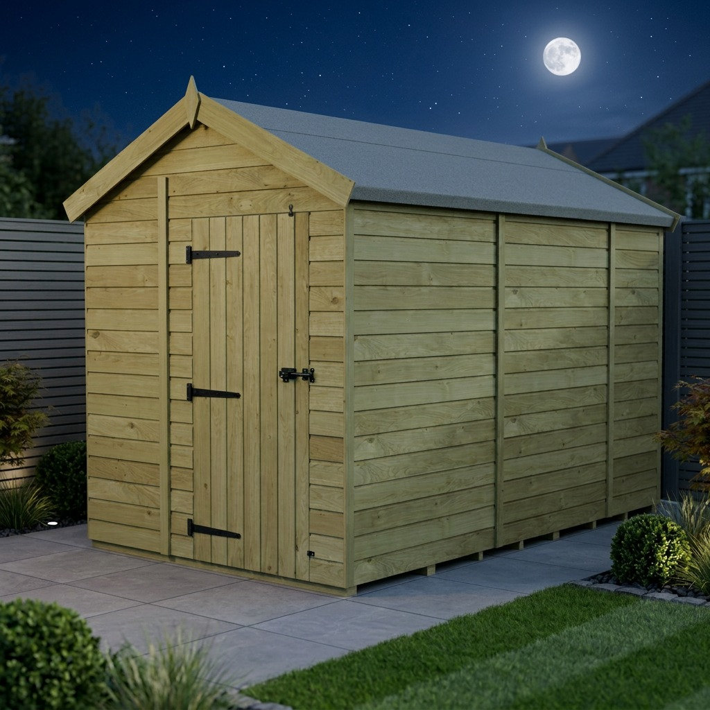 Total Sheds 7ft x 9ft Apex Garden Shed - Single Door - No Windows - Pressure Treated Timber - UK Manufactured