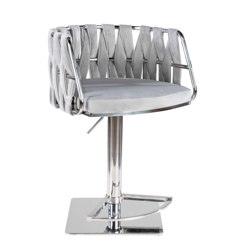 Piedmonte Swivel Adjustable Height Bar Stool, Gray, Silver