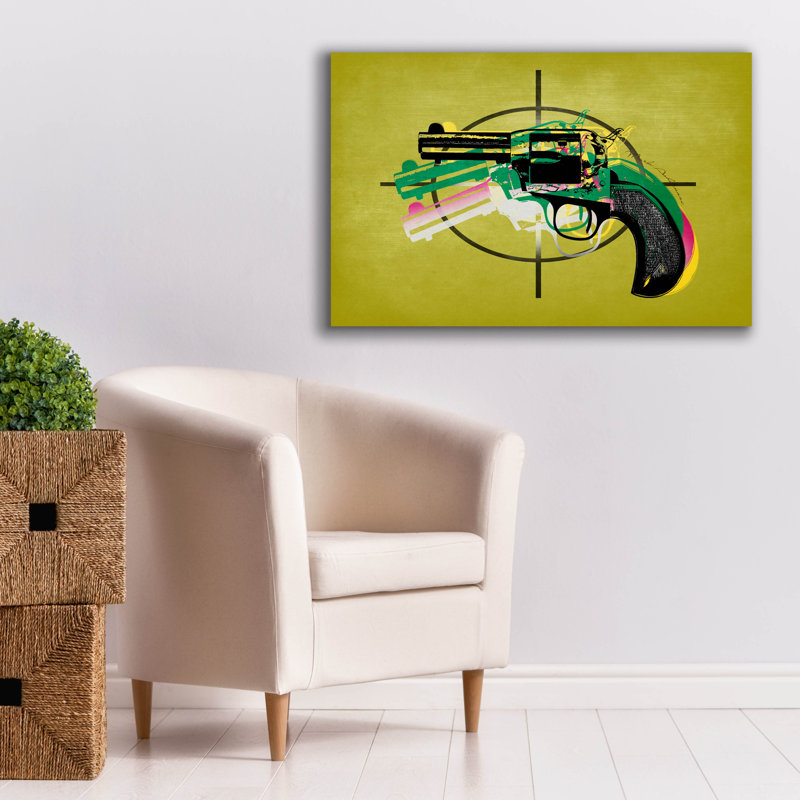 Toile épique Graffiti «Gun 14» par Mark Ashkenazi, 40 po x 26 po, H 26 po x l 40 po