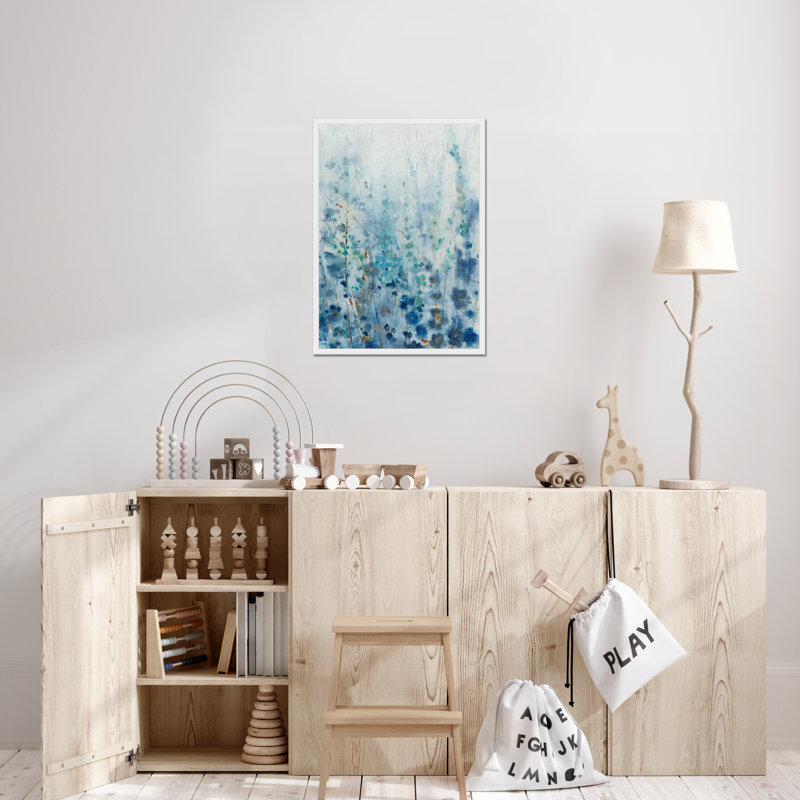 Misty Blooms I - Painting, 80cm H x 55cm W, White Single Picture Framed Paper