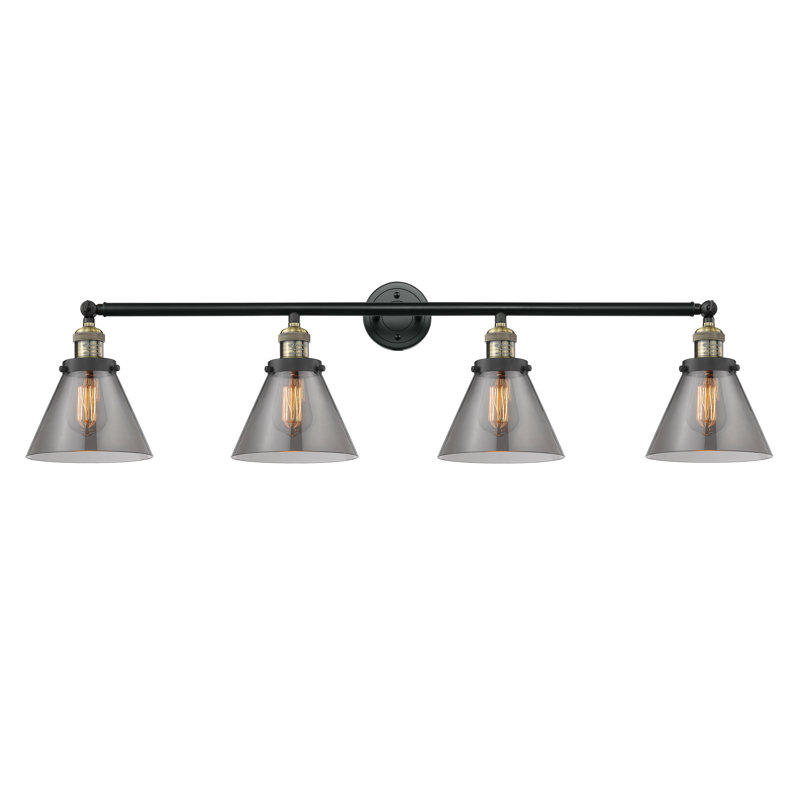 Gebhardt 4 - Light Dimmable Vanity Light, Smoked, 3.5 Watt Vintage LED Bulb, Antique Brass