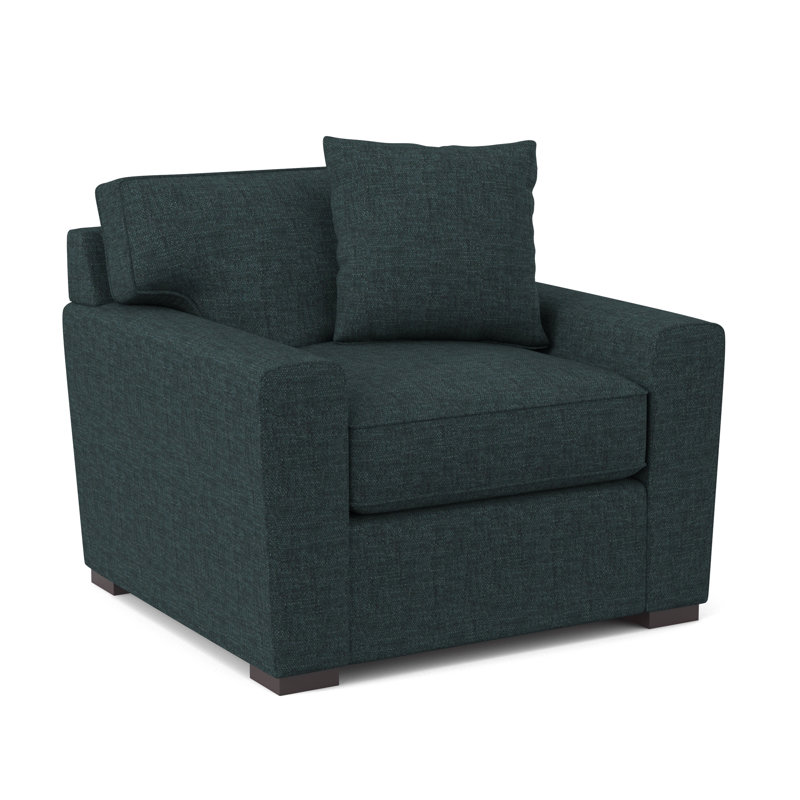 Fauteuil en polyester l 42 po Zinah, Chenille Napa bleu sarcelle