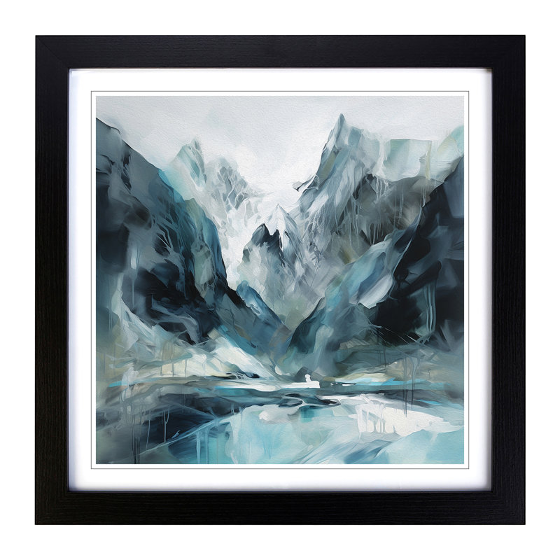 Glacier Gestural No.2 - Single Picture Frame Print on Wood, Black