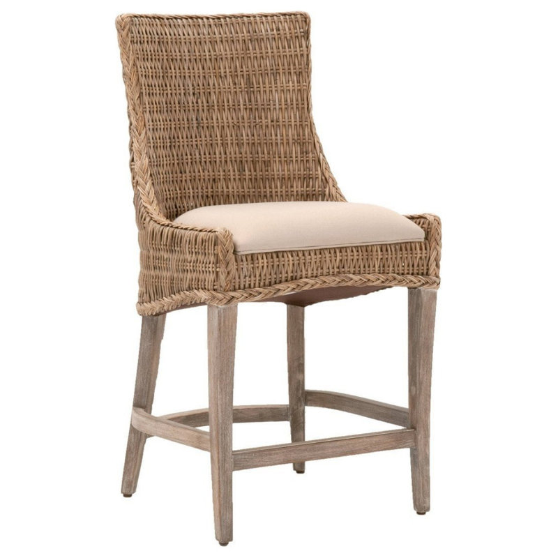Woven Solid Wood Counter Stool