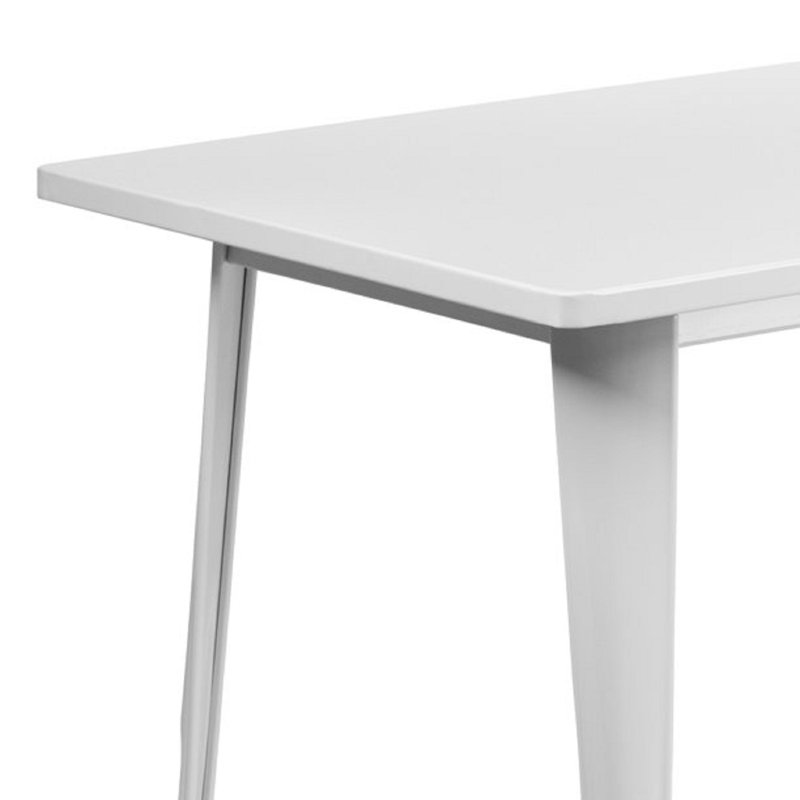 Table rectangulaire en métal pour l'intérieur et l'extérieur 31,5 po x 63 po Eure - table industrielle, Blanc