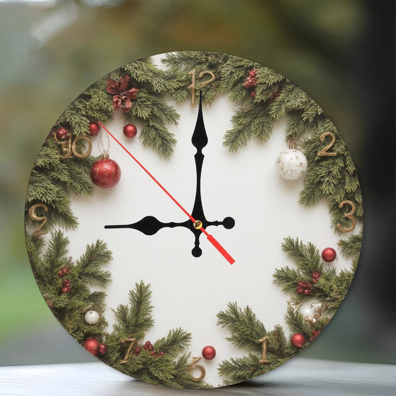 Guirlande de Noël-Horloge-Face-Avec-Ornements