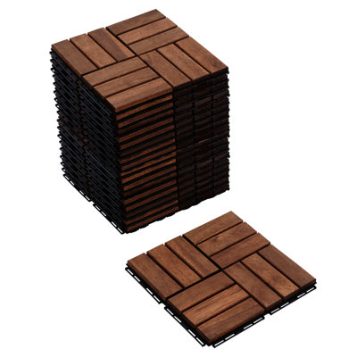 BEEFURNI - 12.1'' x 12.1'' Wood Interlocking Deck Tiles