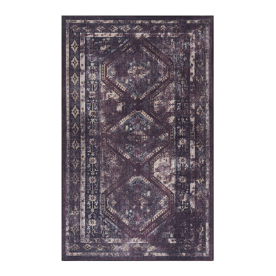 Kid & Pet Friendly 5x8 Vintage Area Rug - Foldable Non-shedding Home Rug