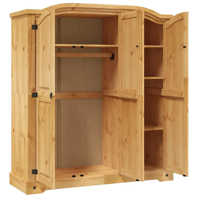 Lonepine 3 Door Solid Wood Wardrobe, Brown