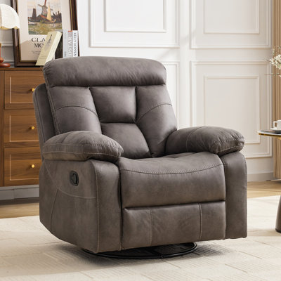 37.4" Wide Super Soft Padding Manual Recliner With Swivel And Rocking