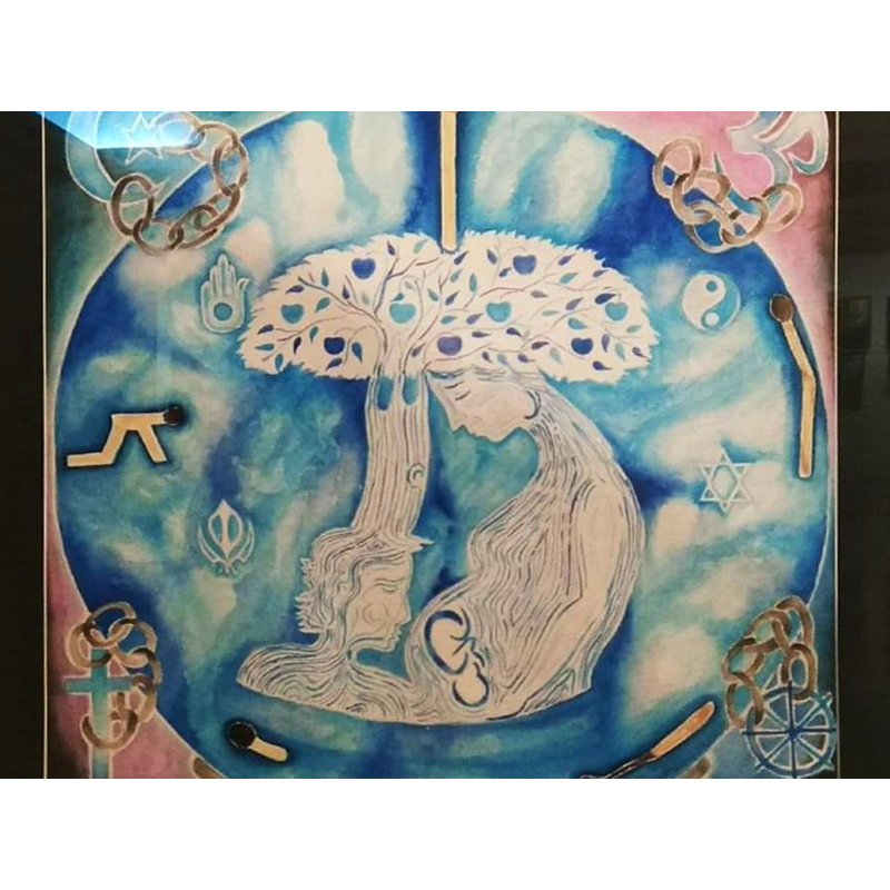 Mother And Life - A Bond | Aquarelle | Par Prasenjit | Avec cadre