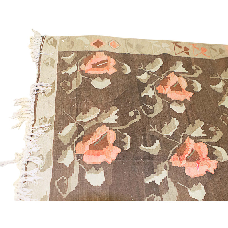 Tapis brun et beige de haute qualité noué à la main