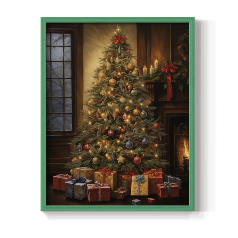 «Christmas Holiday Art DCLV III», reproduction encadrée - bois massif, H 30 po x l 24 po, Vert