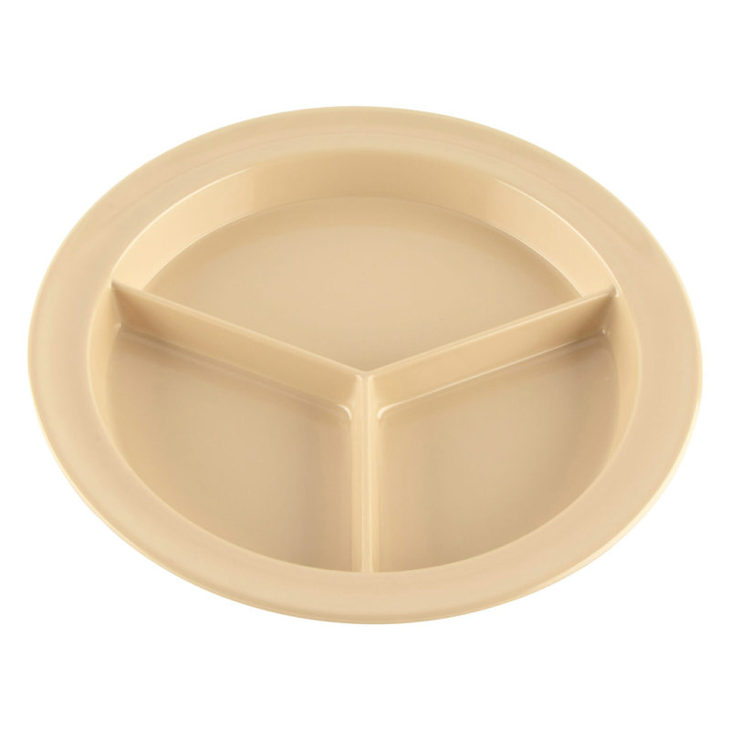 Assiette à 3 compartiments - Assiette plate en mélamine de 9 po allant au lave-vaisselle de qualité commerciale, ensemble de 12