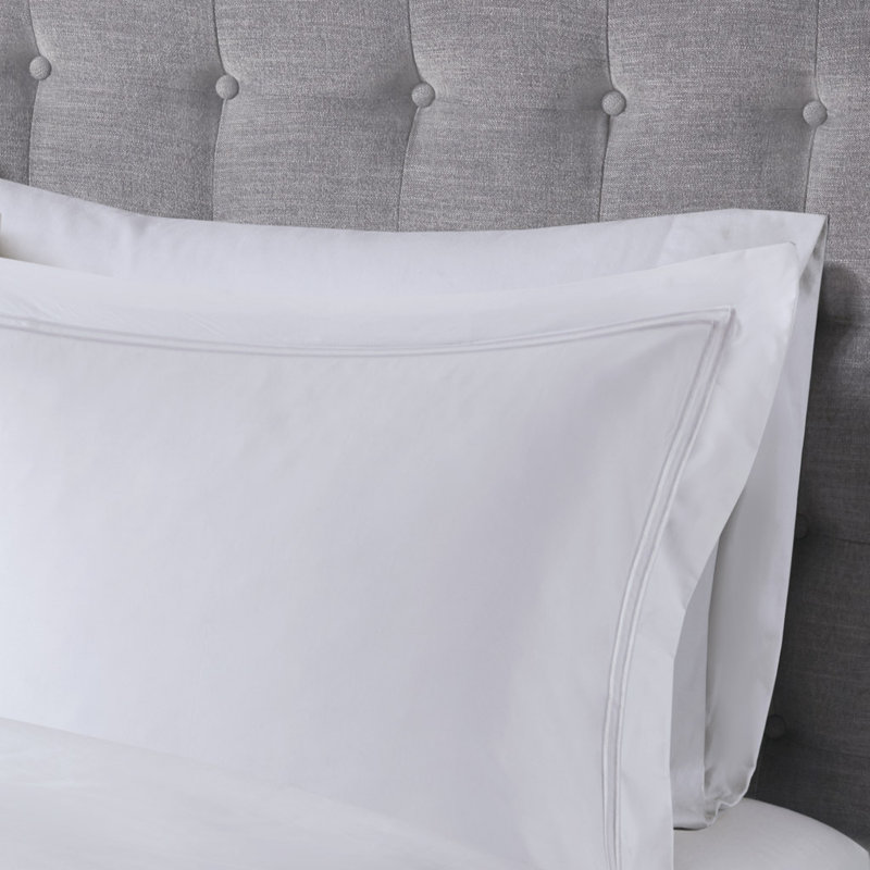 Ensemble d'édredon 100% satin de coton brodé double / grand, Blanc