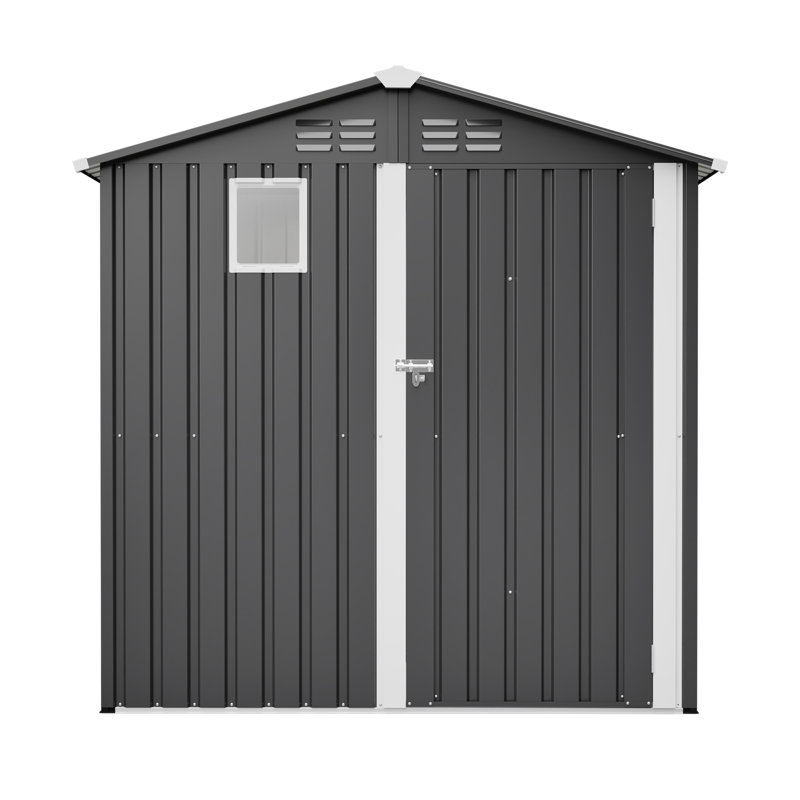 6 pi L 4 pi. P Remise de rangement en métal gris avec fenêtre