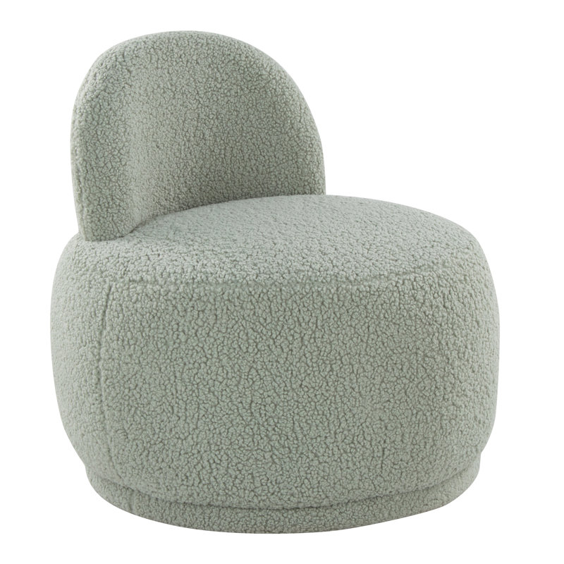 Alara Side Chair with Sherpa Fabric, Green Fabric