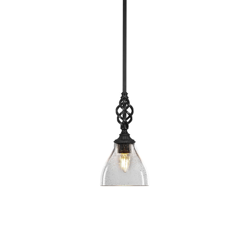 Mini-luminaire suspendu suspendu Elegté avec finition en verre noir mat de 6,25 po