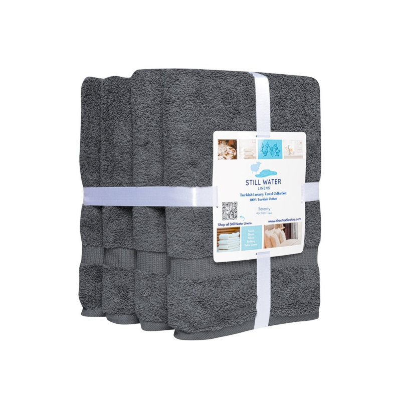 Serenity Luxury Hotel Turkish Bath Towels, Gray, 4