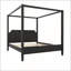 Grand lit plateforme à baldaquin en bois avec tête de lit et pieds de soutien, noir, durable et élégant pour les chambres modernes-129512981-129512980