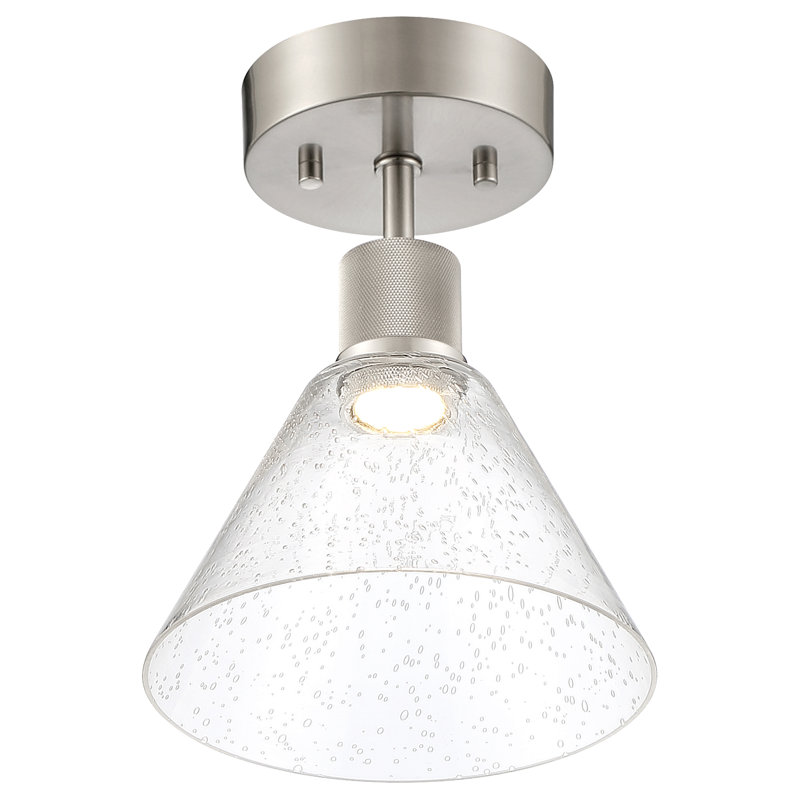 Southglenn Glass Semi Flush Mount, Brushed Steel