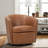 Faux Leather Upholstered Swivel Barrel Chair—No Assembly Required-920848712