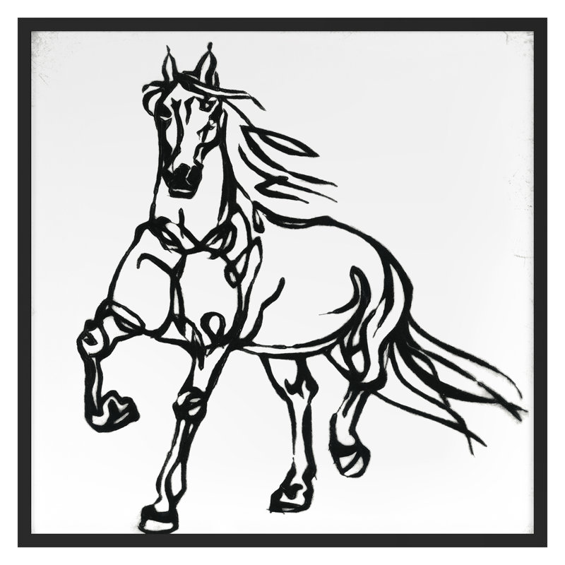 Line Equine 2 Print by Susan Gillette, Black Framed, 20" H x 20" W