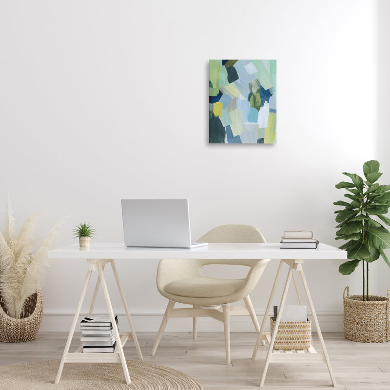 «Layered Green Brush Strokes» par Grace Popp, H 20 po x l 16 po