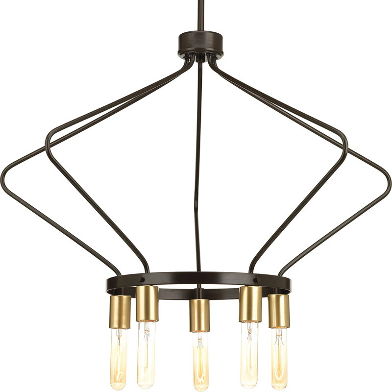 Lustre unique / spectaculaire à 5 lumières Geib, Bronze antique