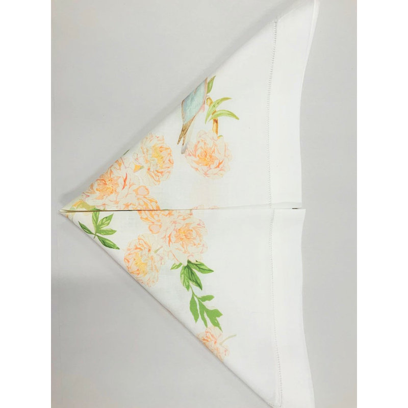 Peony Inspira Cotton Sateen Dinner Napkins, Yellow White