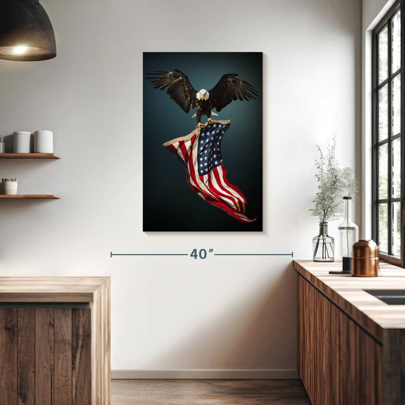 Brampt Eagle With American Flag, 39" H x 26" W